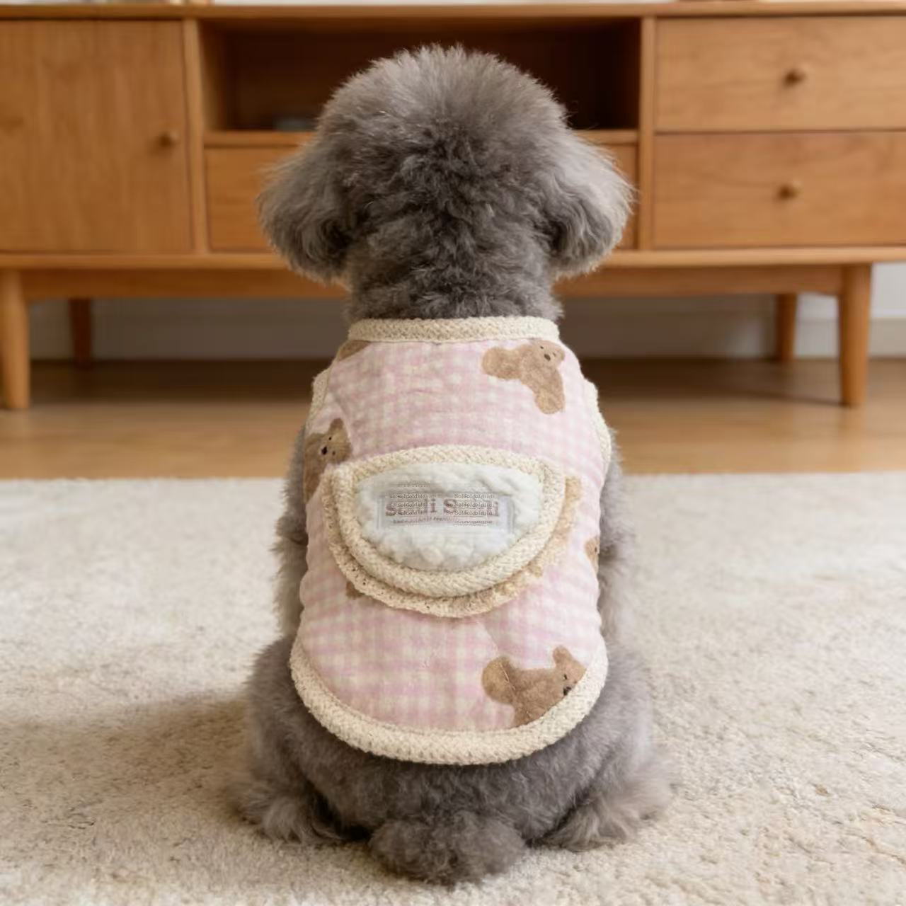 狗狗可爱小熊夹棉羊羔绒马甲|秋冬