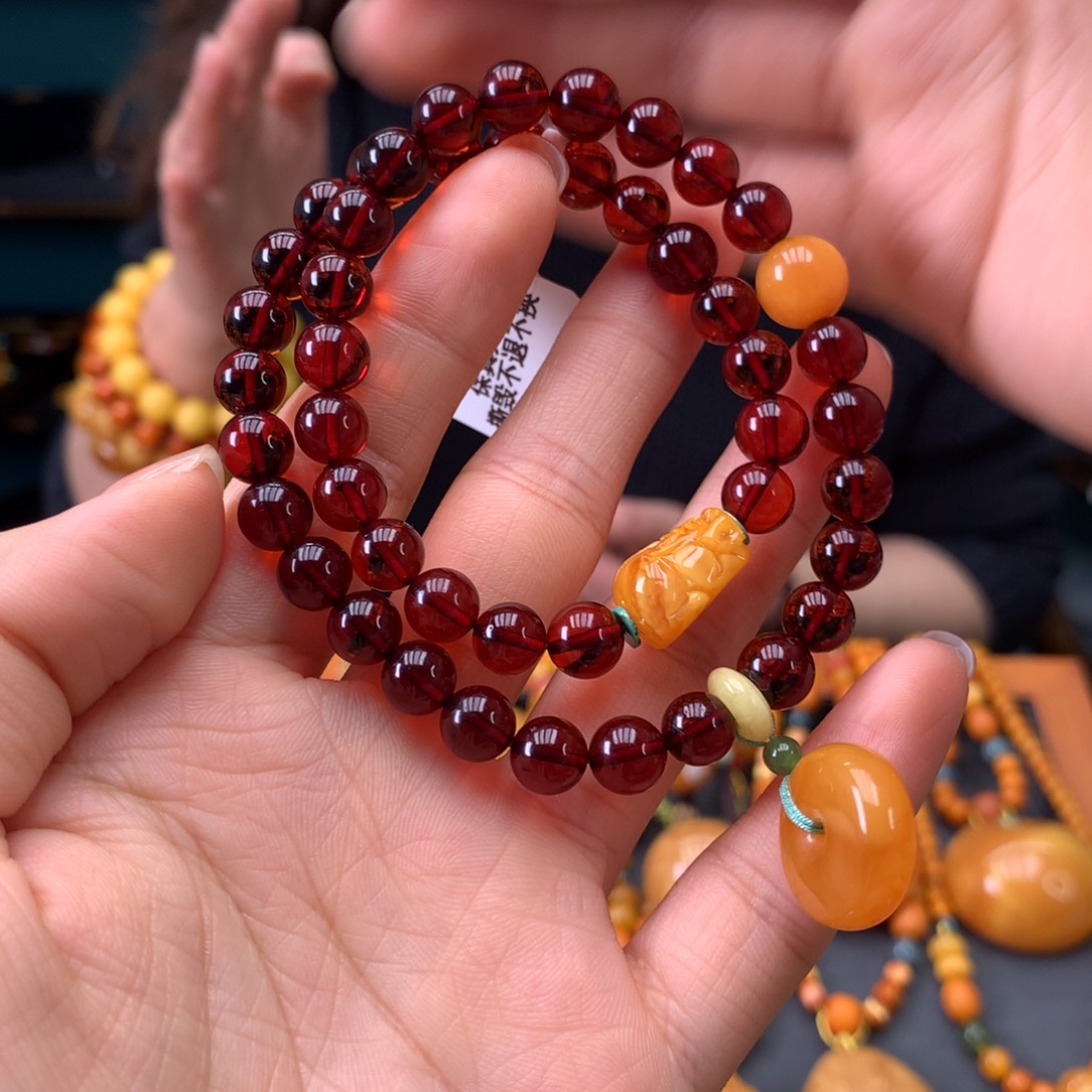 琥珀未镶嵌手串多样性发