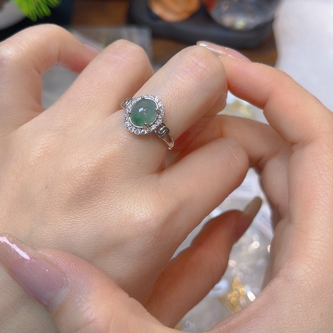 翡翠银S925镶嵌戒指