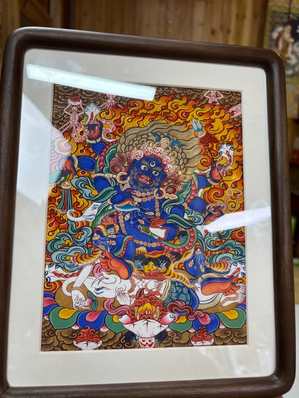 热贡纯手绘唐卡大黑天桌摆