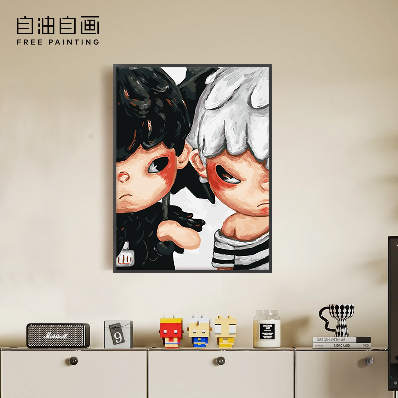 手工礼物数字油画diy填色油画减压创意人物画客厅装饰画 泡泡玛特