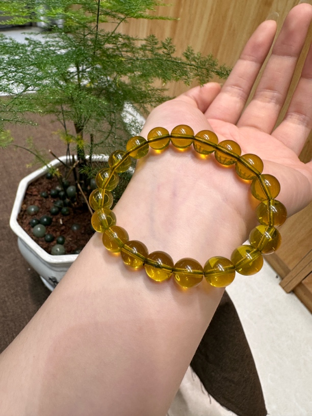 天然墨西哥蓝珀卡9+单圈手串