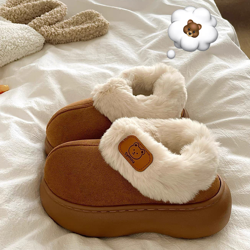 翔普厚底包跟棉拖鞋女款秋冬季毛毛绒棉拖室内居家外穿防滑棉拖鞋