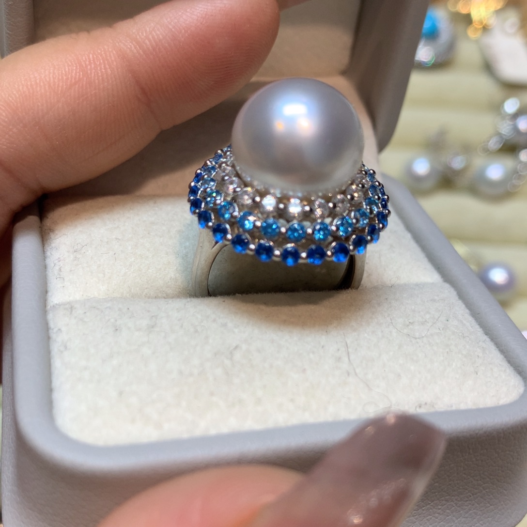 海水珍珠戒指银S925镶嵌