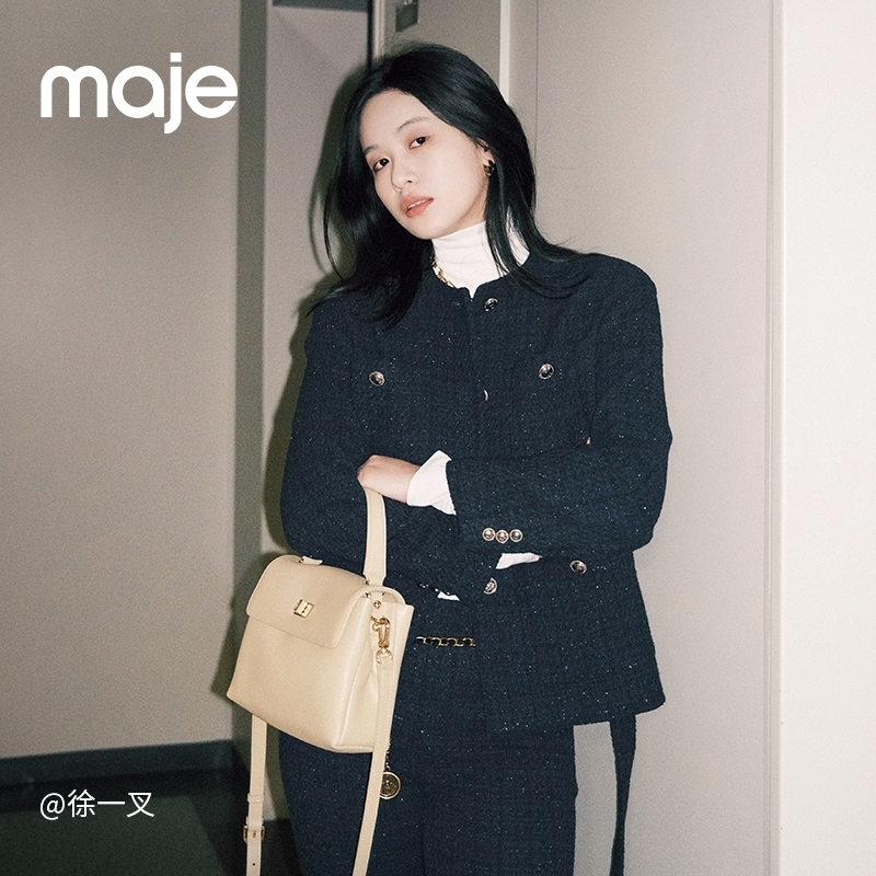 流光风|Maje2025早秋新款小香风气质收腰圆领花呢外套MFPVE00656
