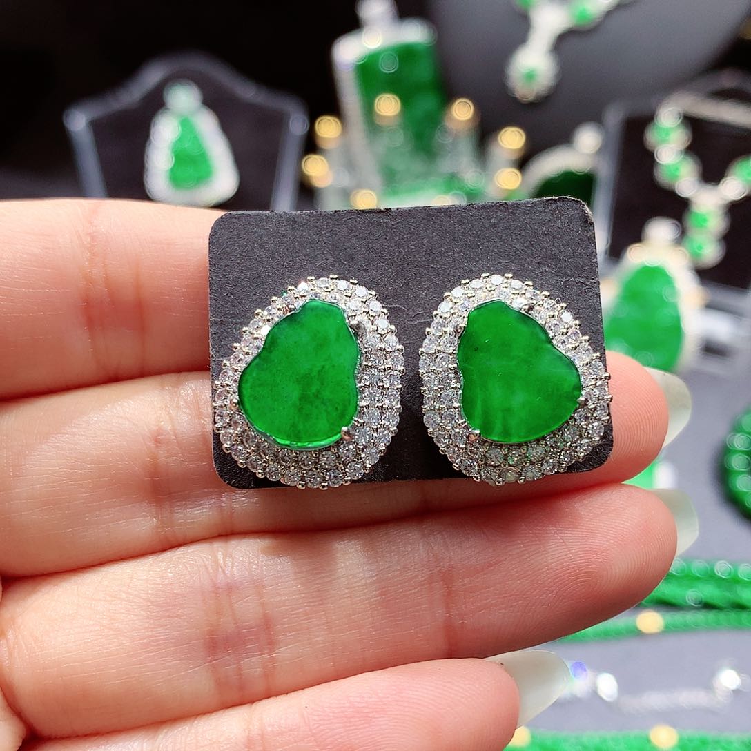 未镶嵌翡翠手链意****山葫芦耳钉天然翡翠A货