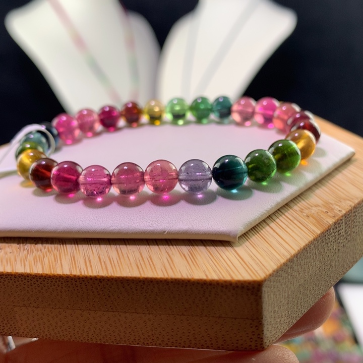 双色碧玺手链未镶嵌H**_