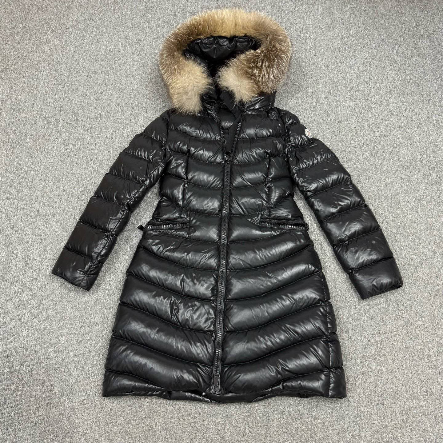99新 MONCLER 16197853 nz蒙口 APHIA黑色长款羽绒服外套 1码99新
