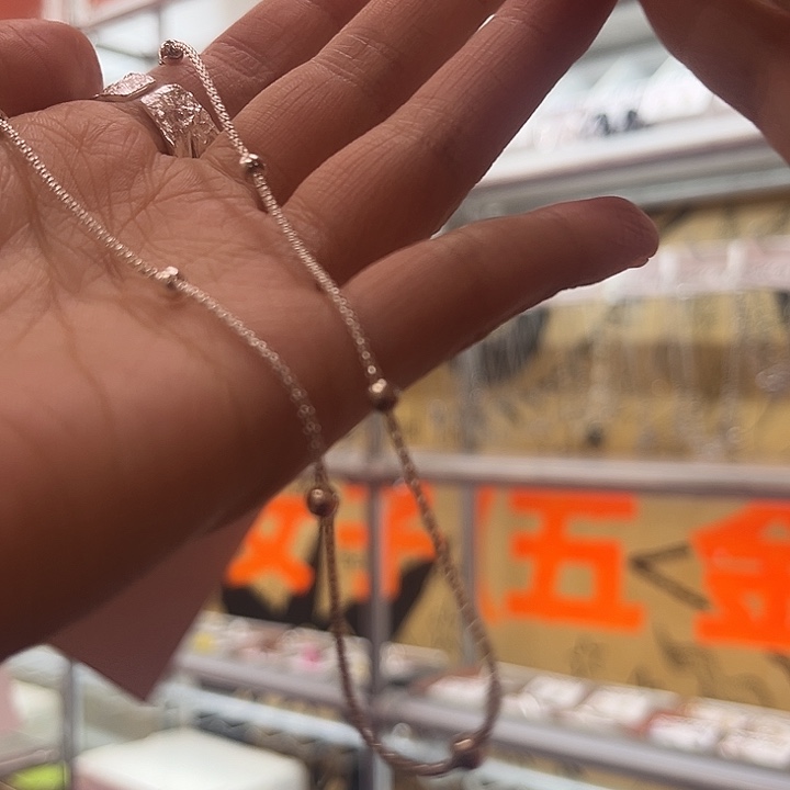 坠链均925银波光圆珠项链