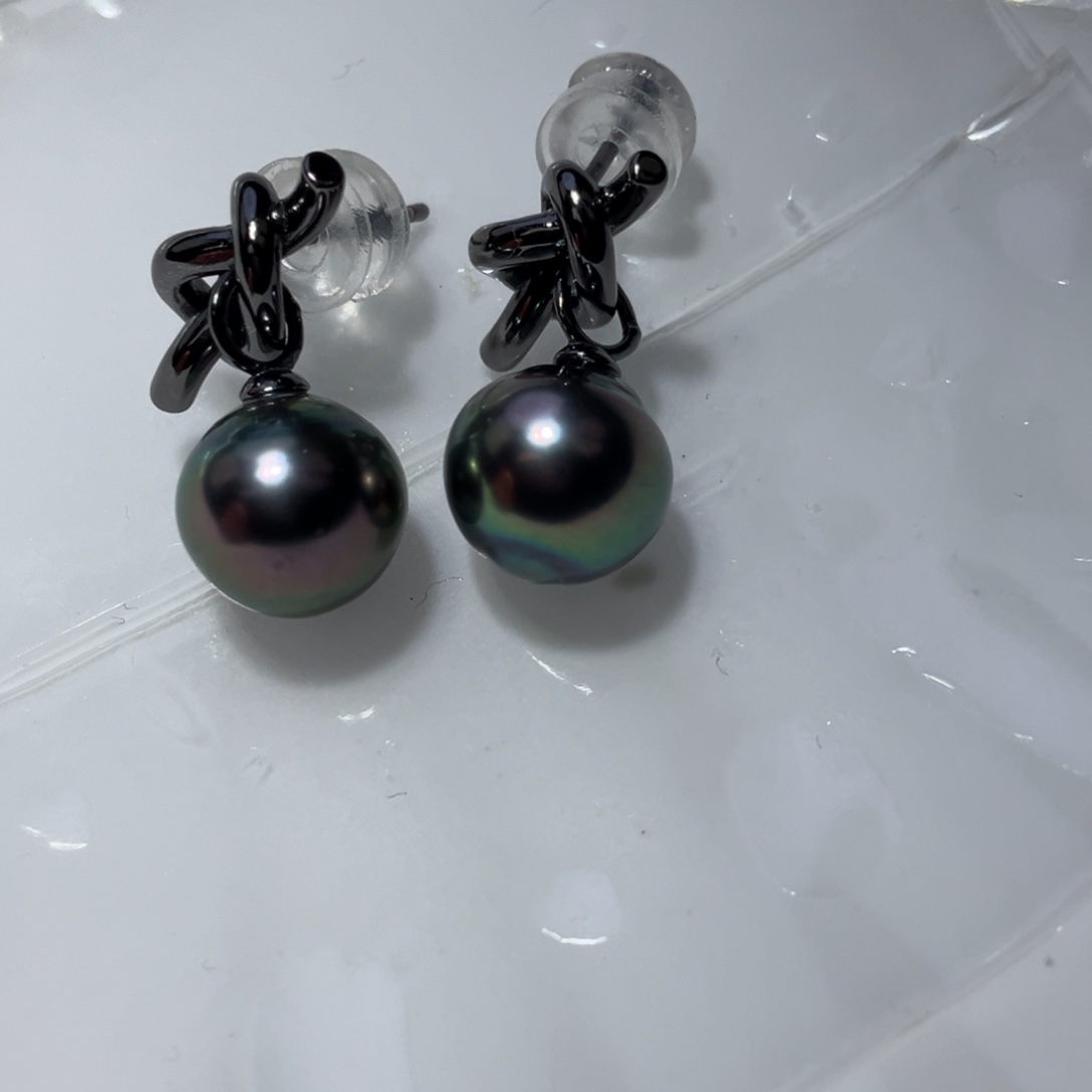 淡水珍珠银S925镶嵌耳饰