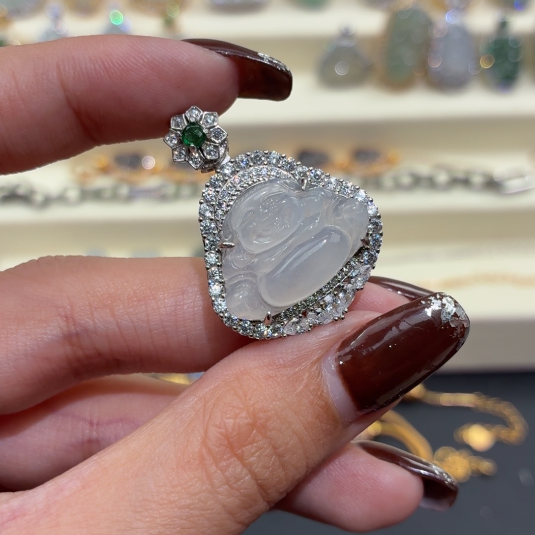 翡翠银S925镶嵌颈饰吊坠