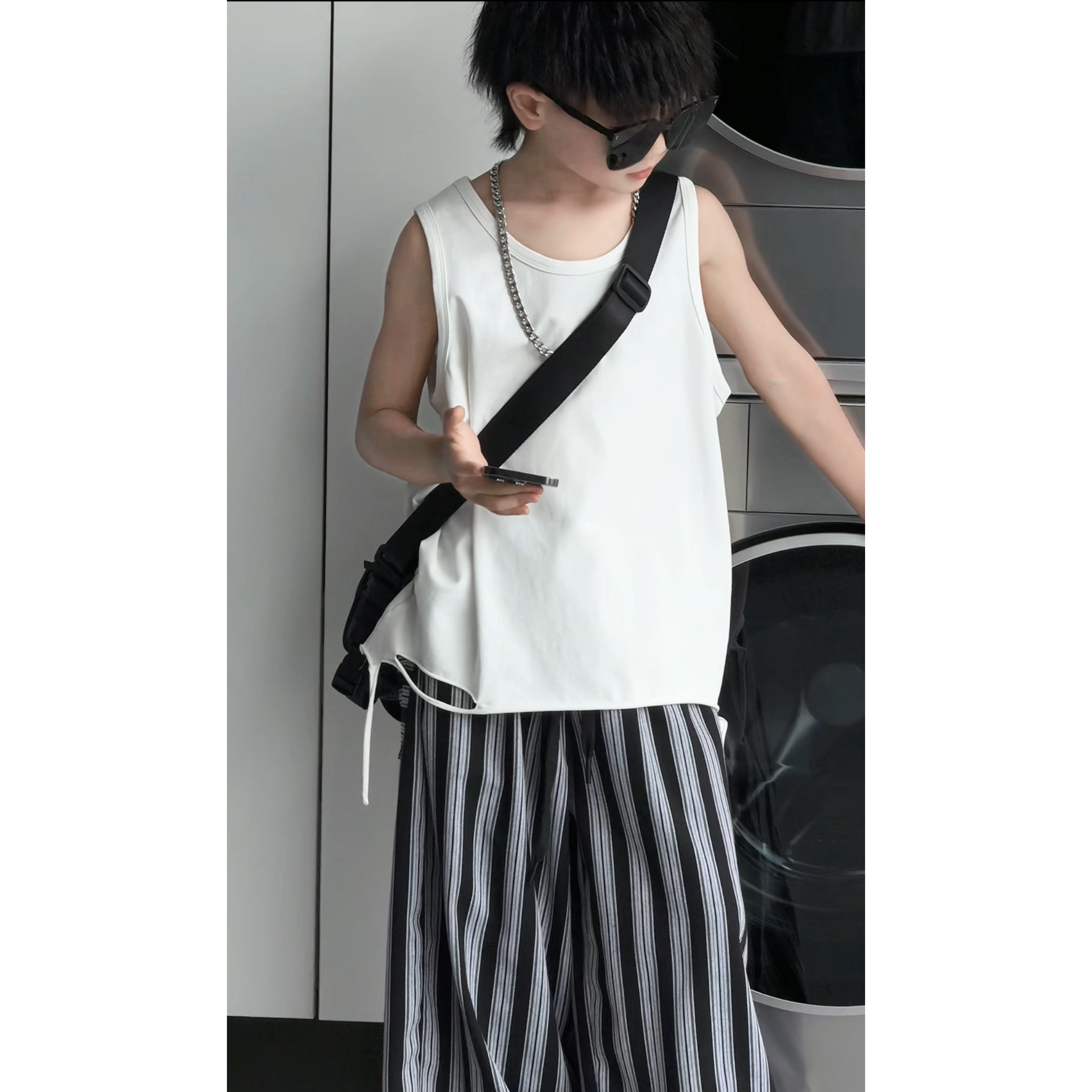 现货THE LUHAN【霜绸逸影】夏季时尚宽松亲子装中大童韩版背心25185