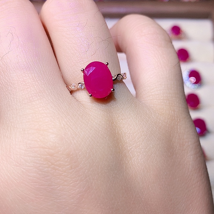 红宝石戒指银S925镶嵌