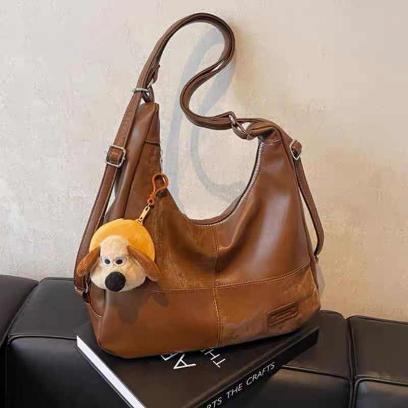 复古简约女士日常百搭通勤斜挎包女生单肩包新款多背法双肩包