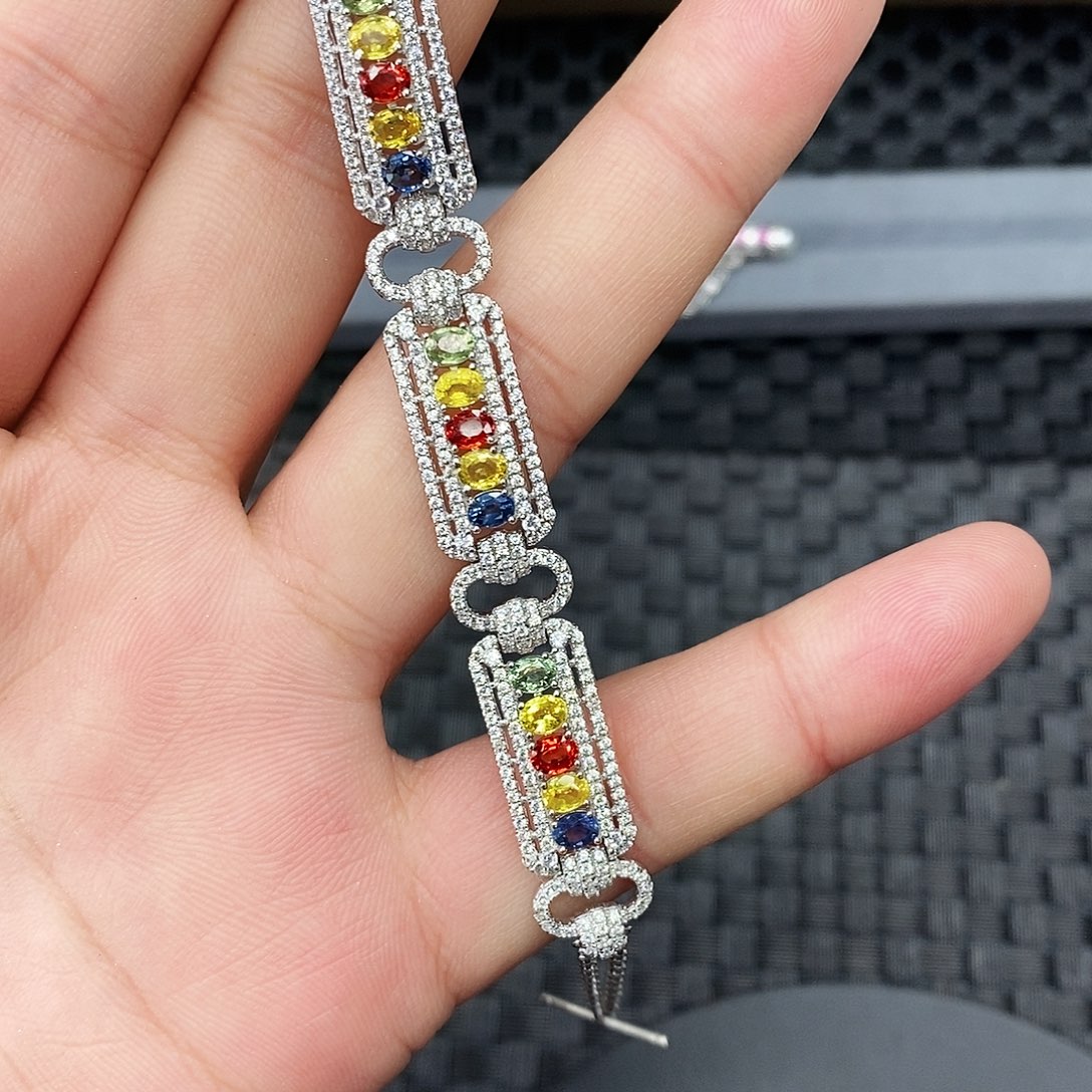 银S925镶嵌蓝宝石手链