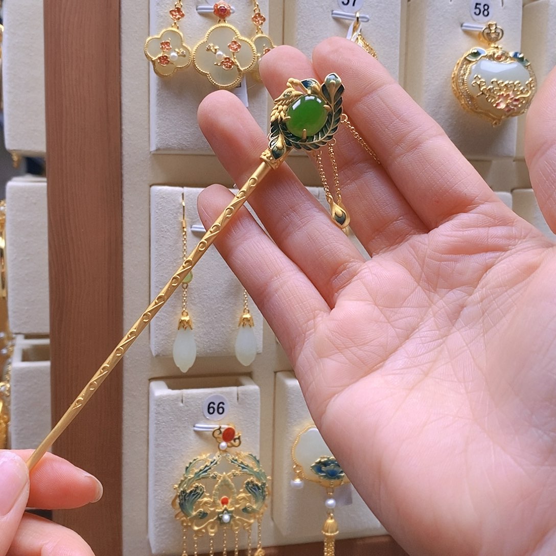 和田玉颈饰银S925镶嵌