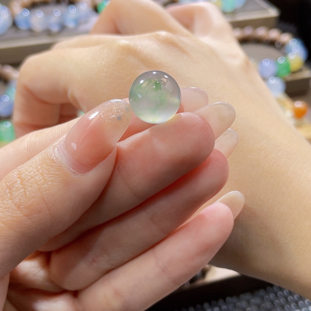 翡翠未镶嵌手链卡12.6冰咖飘绿