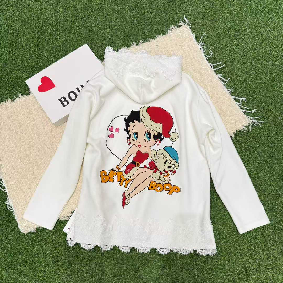 5898#深圳BOHA N秀秀家2025冬季新品蕾丝圣诞帽磨毛衫