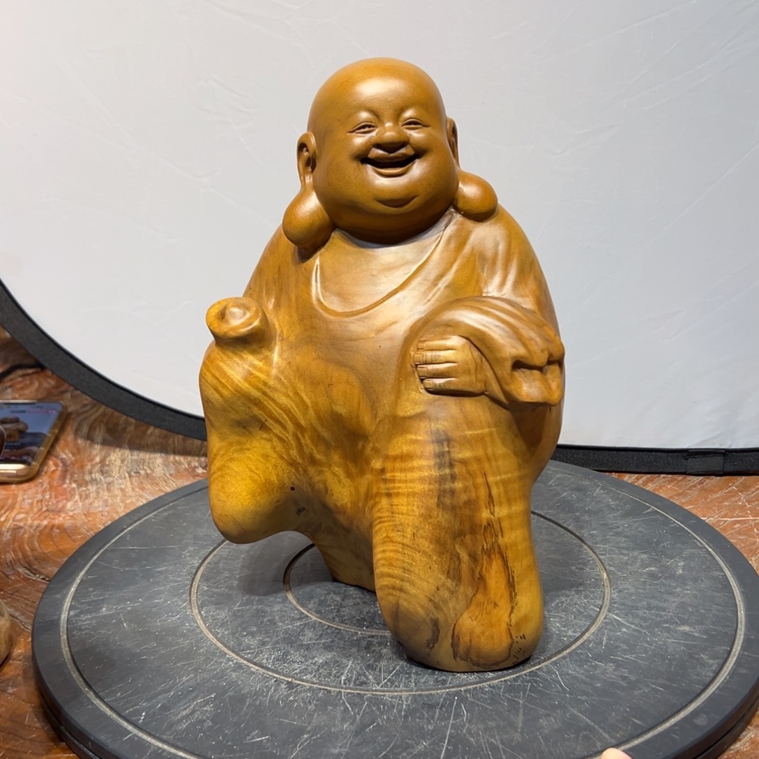 金丝楠金丝楠木弥勒桌面小摆件