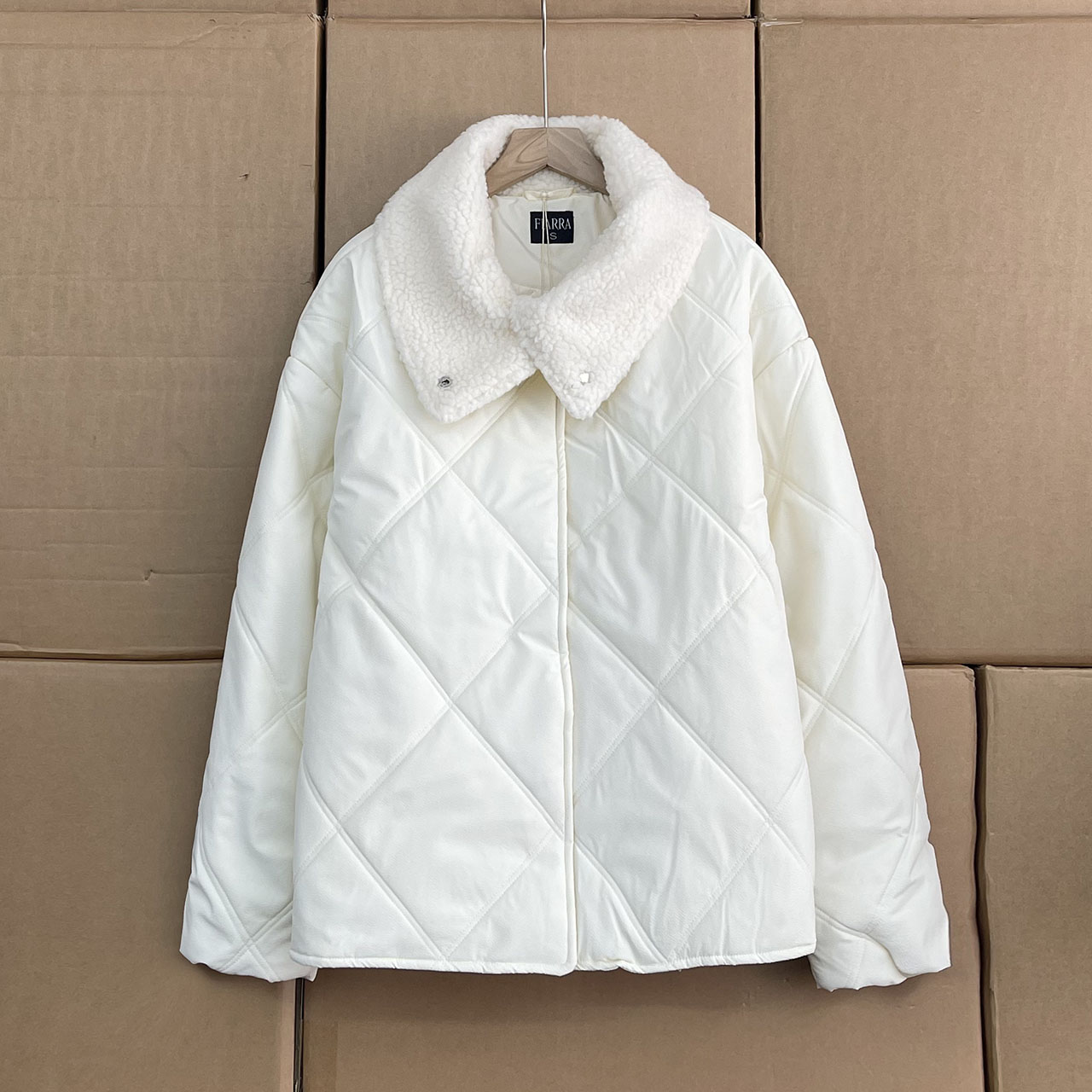 外贸沅货！！俄罗斯！秋冬厚实蓬松肌理感版型棉袄菱格棉服外套女