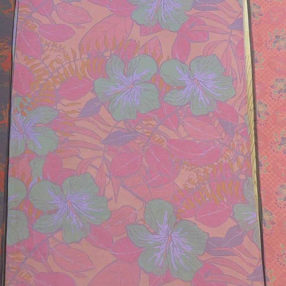 粉色夏威夷 2.5米 纯棉双层纱面料 布头细纱