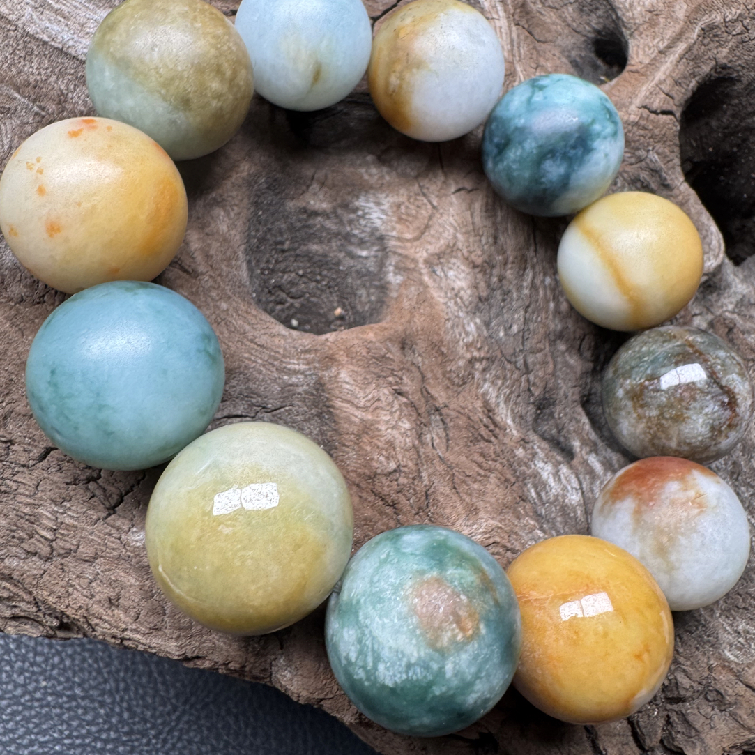 天然翡翠A货特色多宝彩色大珠子20-21