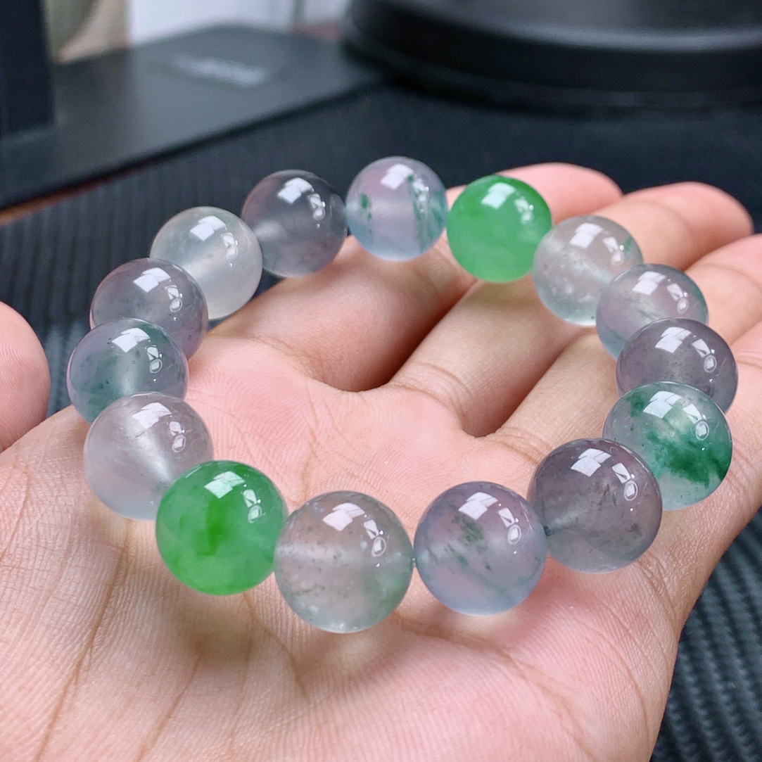 富婆必备款｜收藏传承品质缅甸天然翡翠玻璃种梦幻多宝马卡龙手串