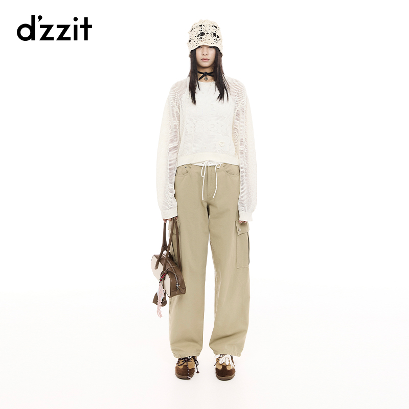 【商场同款】dzzit地素针织衫25春摩登镂空肌理白色上衣女3J1E409
