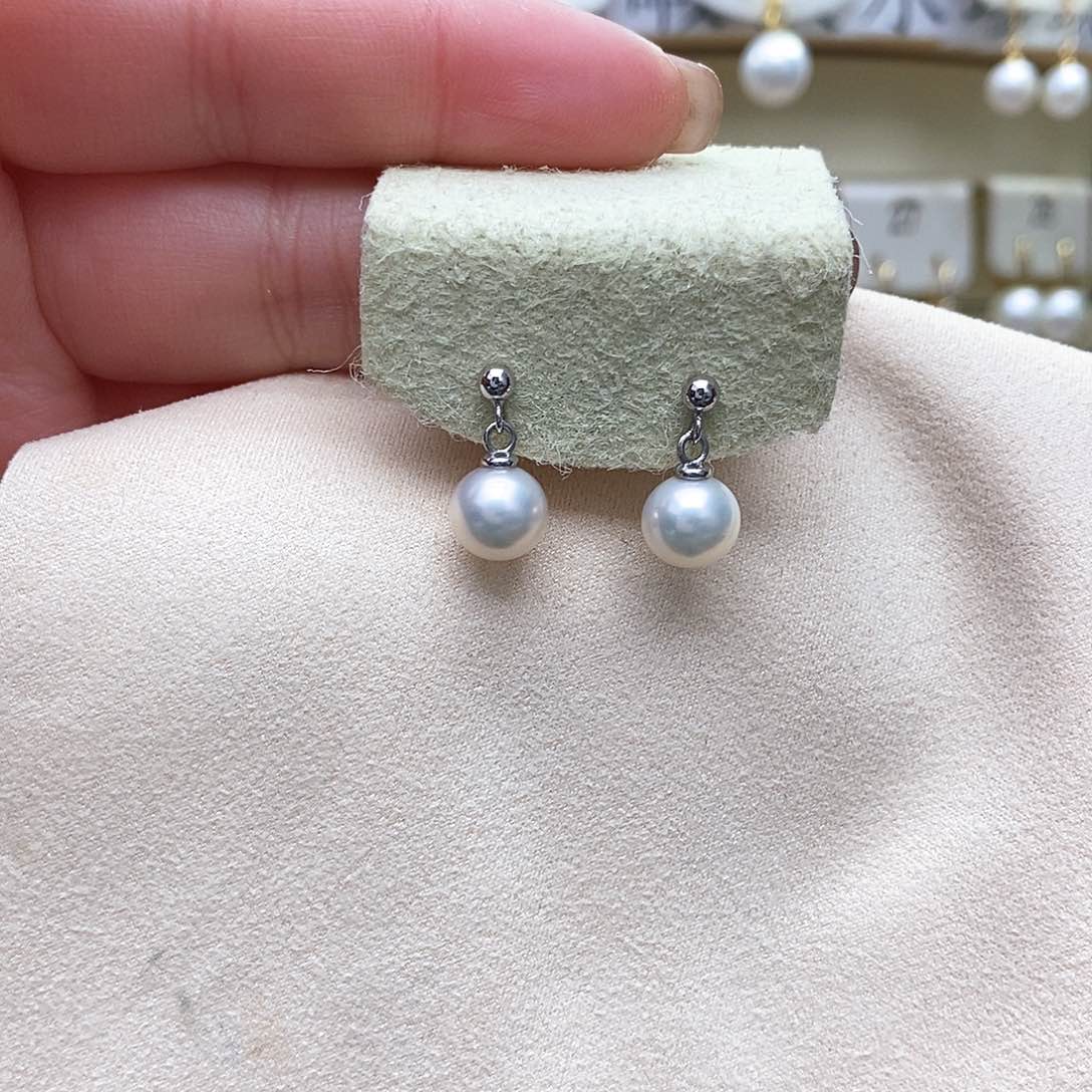 淡水珍珠耳饰银S925镶嵌