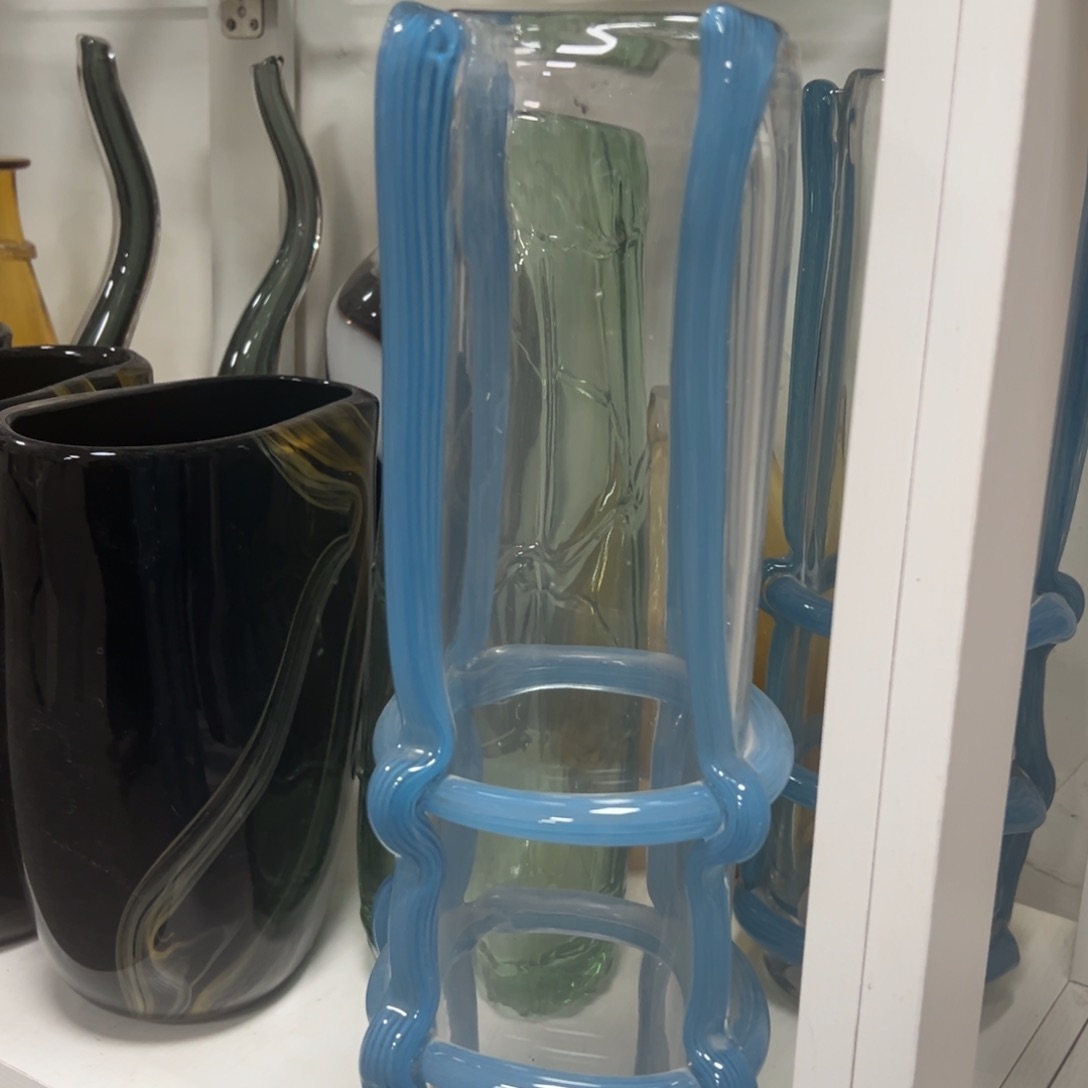 透明蓝条高花瓶高度45微瑕