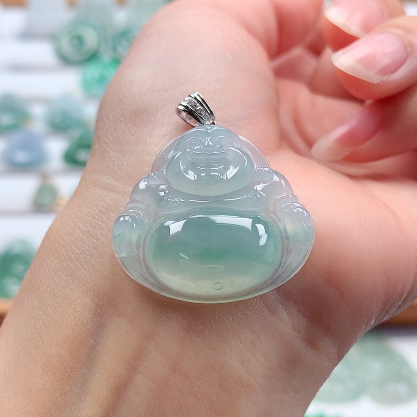 【闪购商品】翡翠吊坠(赠链)18K金镶嵌