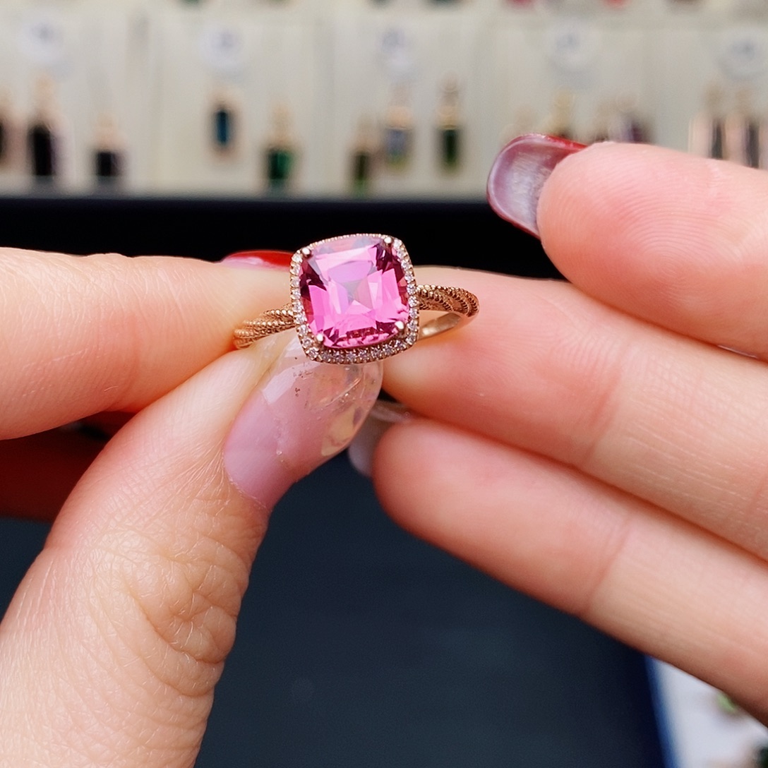 碧玺碧玺戒指18K金镶嵌小*