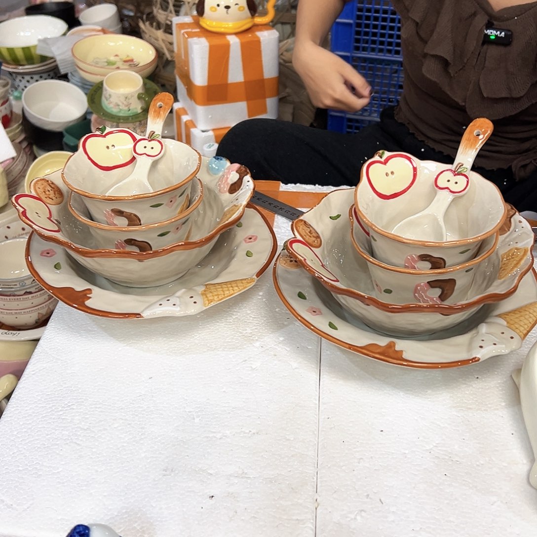 摆件潮州陶瓷工厂微瑕10件套