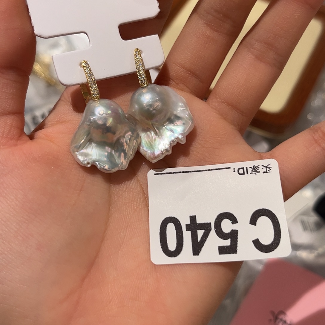合金淡水珍珠耳饰