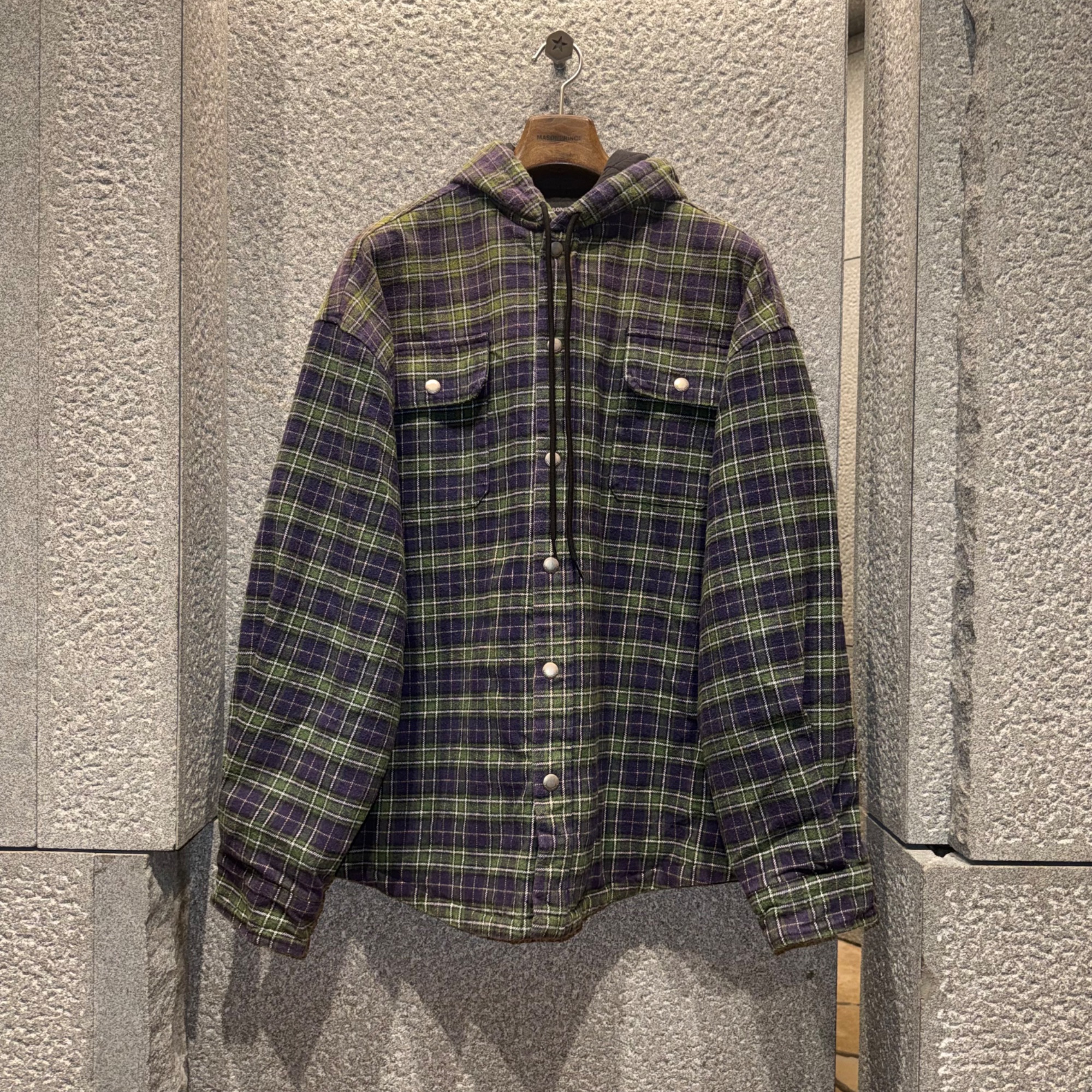 【上海】MASONPRINCE*怀旧感马骝格纹连帽棉服外套