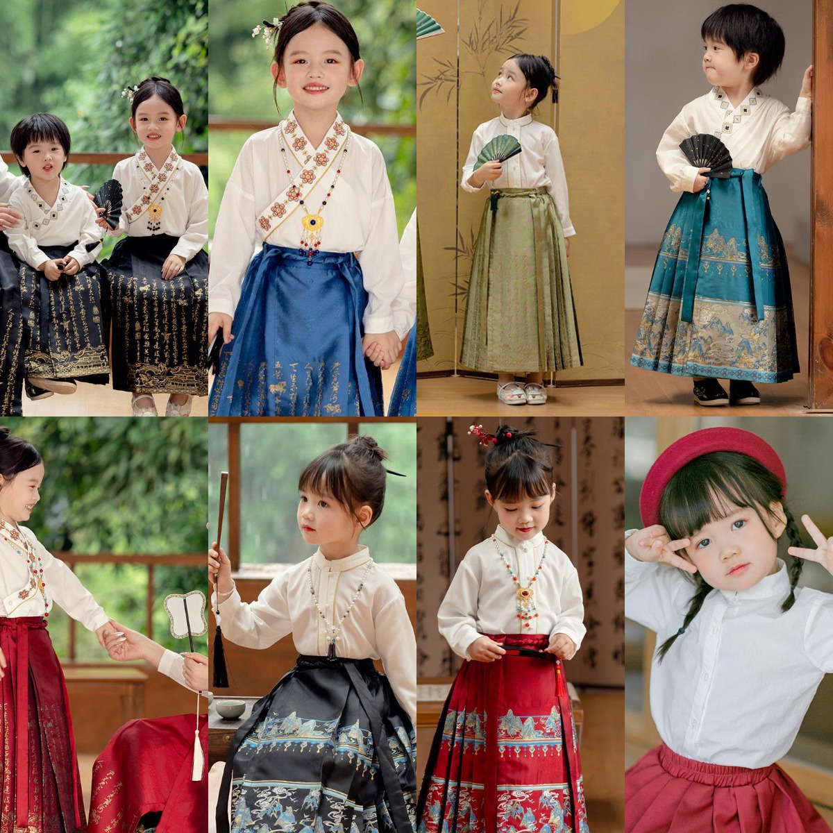 萌乎【中秋现货马面裙合集】汉服国风之美儿童马面裙童装亲子汉服