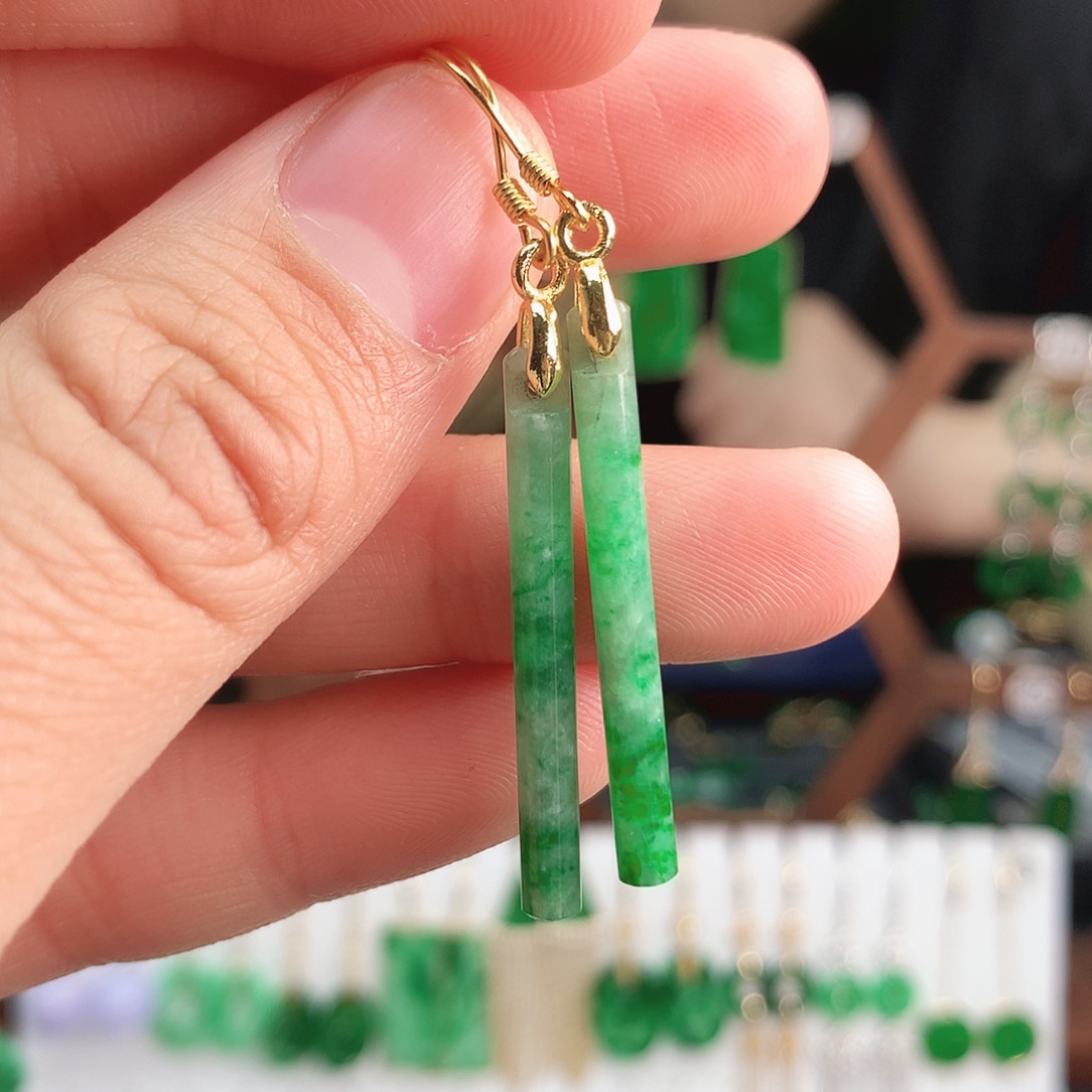 翡翠耳饰银S925镶嵌耳饰