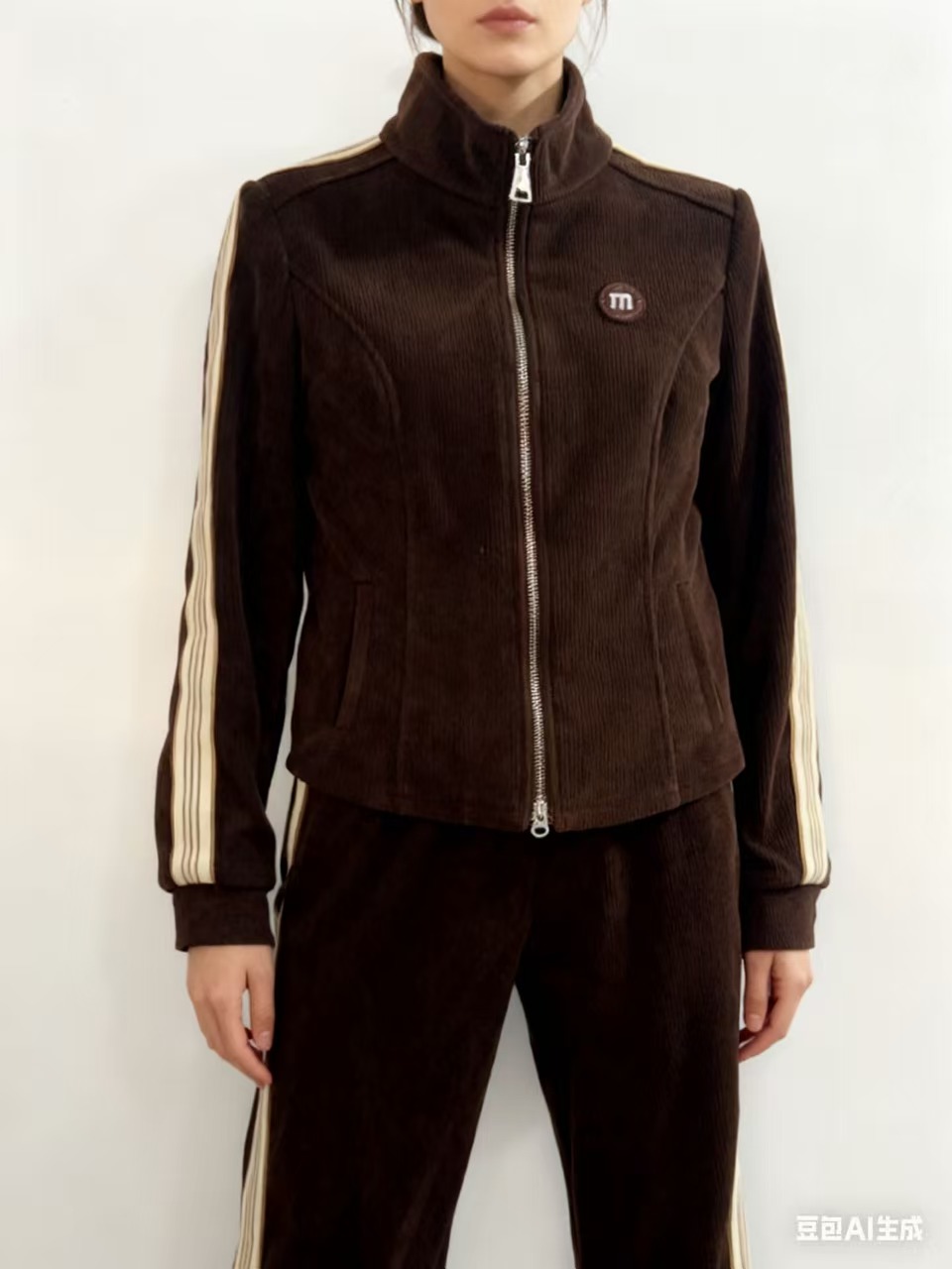 A003 秋季新款时尚休闲减龄立领百搭两件套套裤