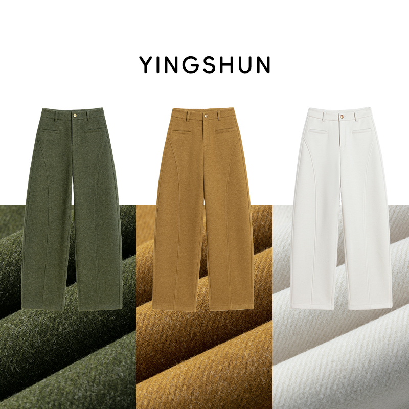 天丝绵羊毛裤~2025冬季新款爆款时尚加厚窄版弯刀裤女加绒直筒裤