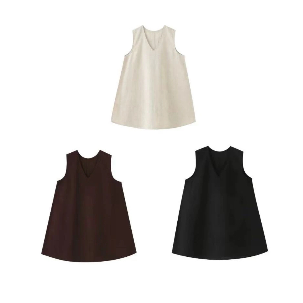 微阔弧形老钱风V领无袖背心2025夏季新款时尚气质高级感通勤上衣