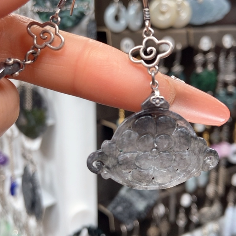 【闪购商品】翡翠耳饰银S925镶嵌诗*耳饰