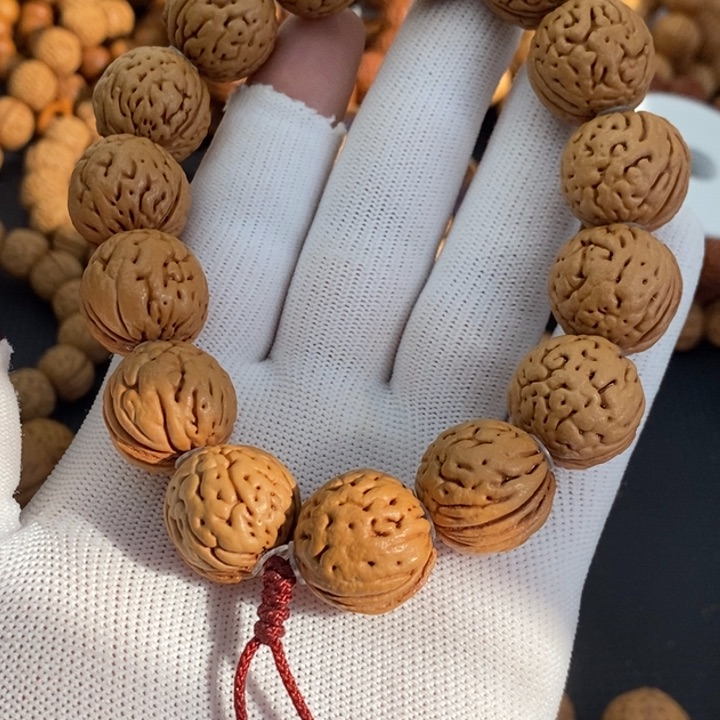 桃核手串浅*野生肌肉纹桃核