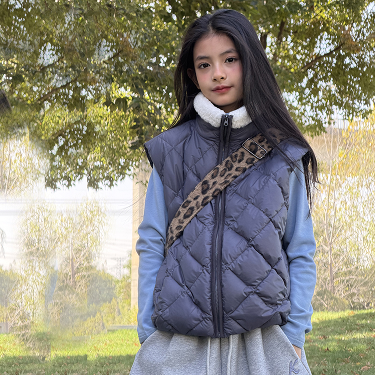 冷大娘男女中大童羽绒马甲秋冬保暖休闲百搭学生羽绒内胆校服内搭