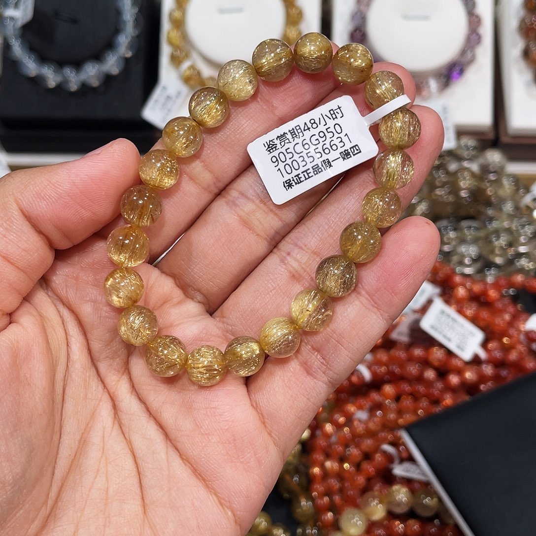 惠***儿手链发晶未镶嵌顺发金发晶8.9mm