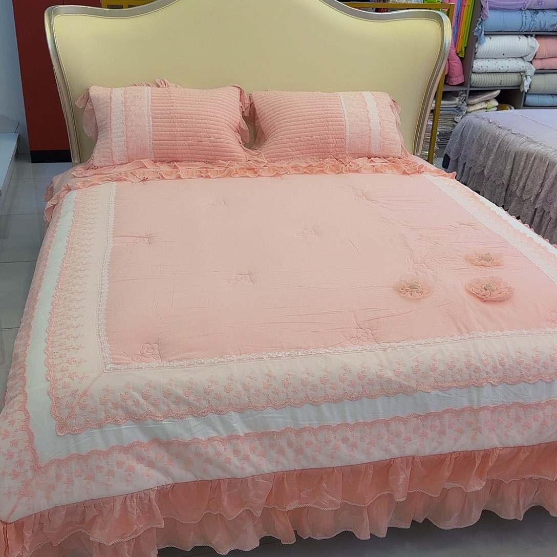 棉格莱美莫代尔四件套浅粉