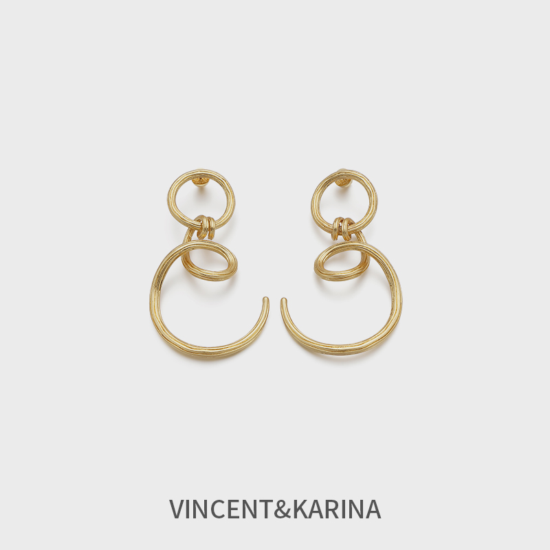 VINCENT&KARINA 铜合金耳饰 【藤蔓】藤蔓螺旋造型感新中式法式耳环