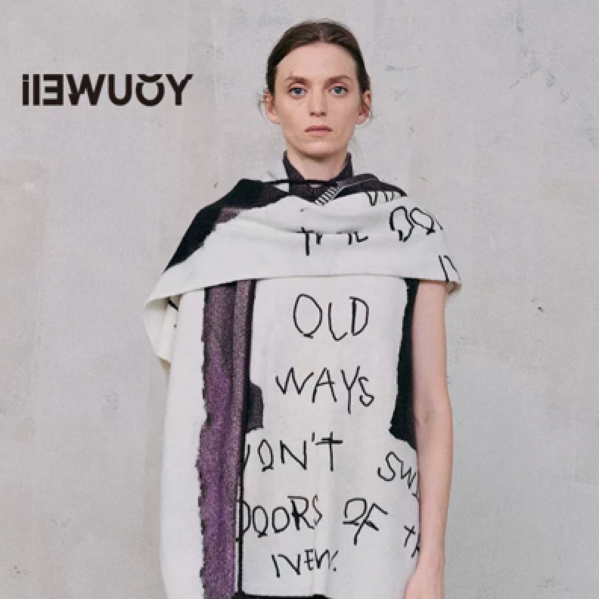 YOUWEI有尾涂鸦老照片印花背心女羊毛针织