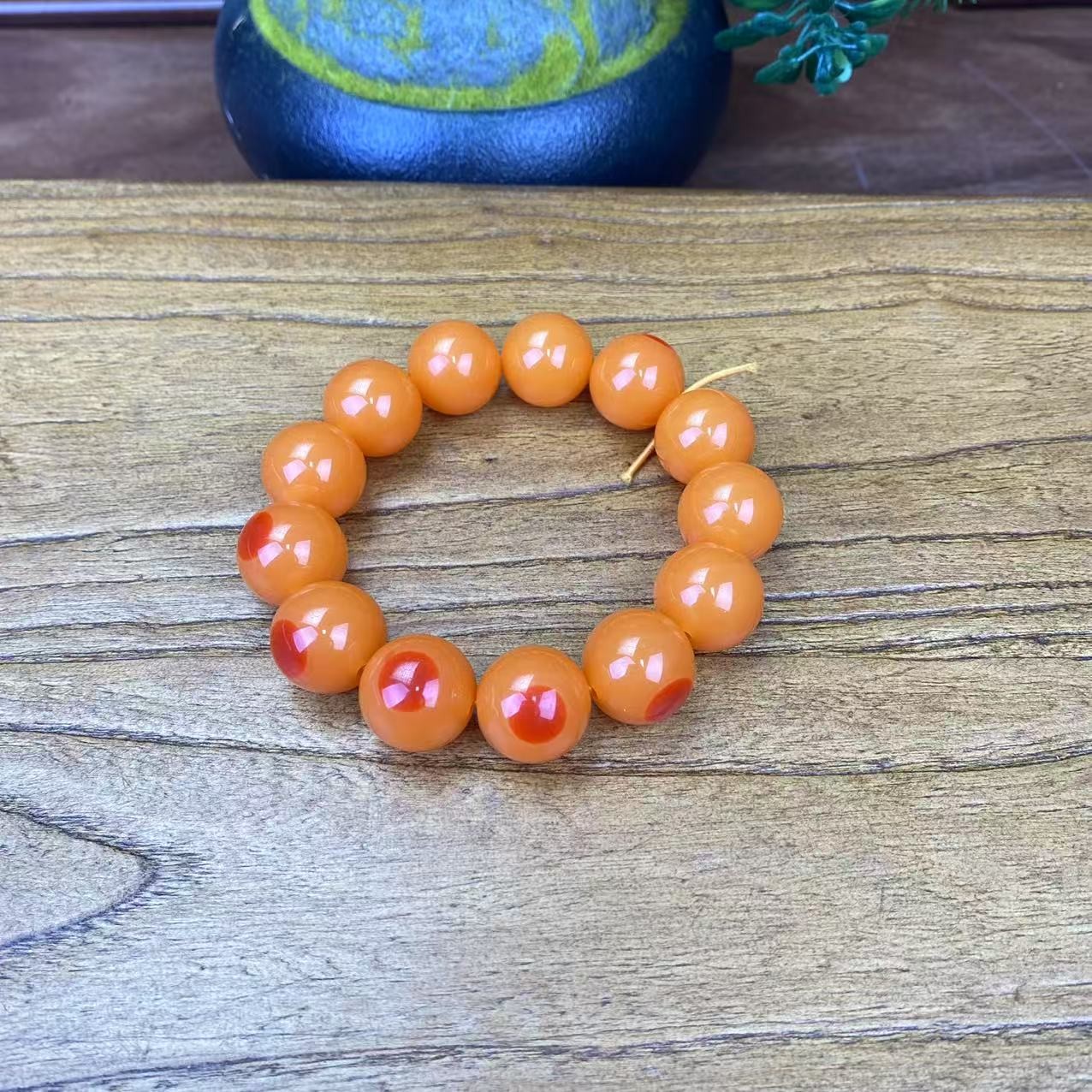 祥瑞 蜜蜡未镶嵌手串一点红手串