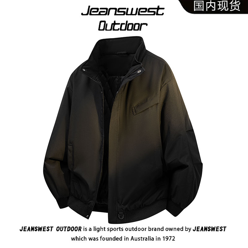 真维斯户外运动冬季潮牌立领棉服外套男加厚保暖纯色百搭情侣棉衣