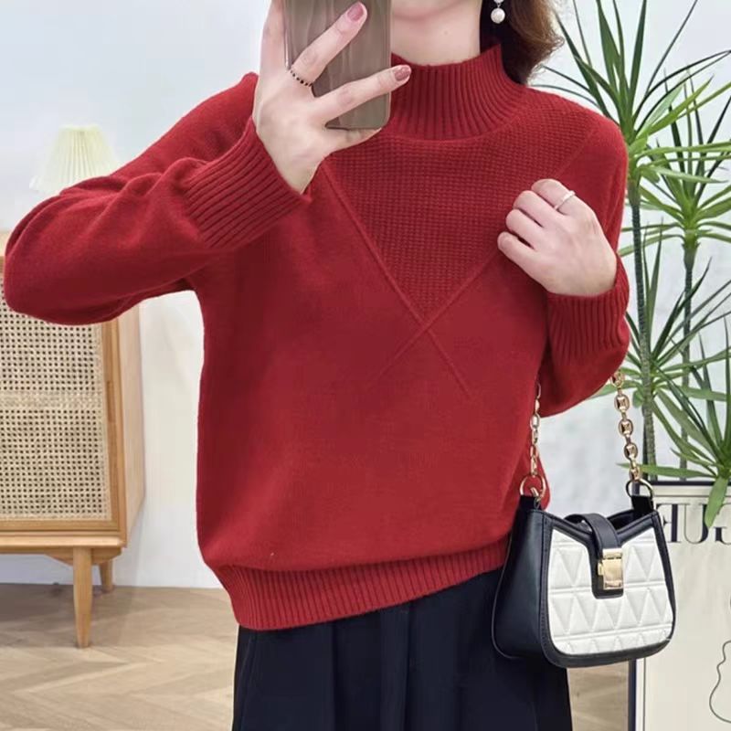 【红红火火～高领】高领宽松大码内搭打底衫年轻妈妈厚款秋冬毛衣